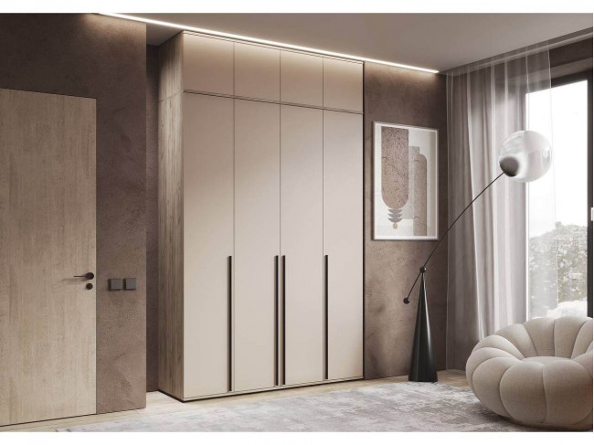 Норд Шкаф 4-х створчатый 1600 с антресолью, Крафт серый/Кашемир фото