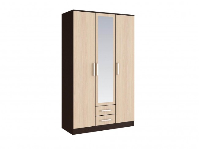 Шкаф трехстворчатый Фиеста, Дуб беленый, Венге фото