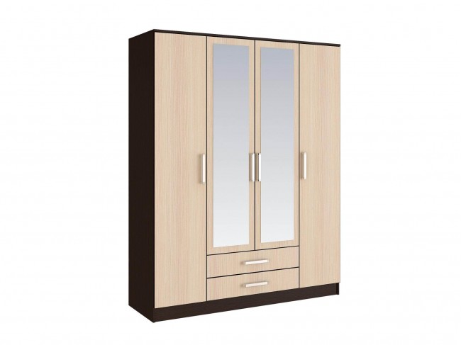 Шкаф четырехстворчатый Фиеста, Дуб беленый, Венге фото