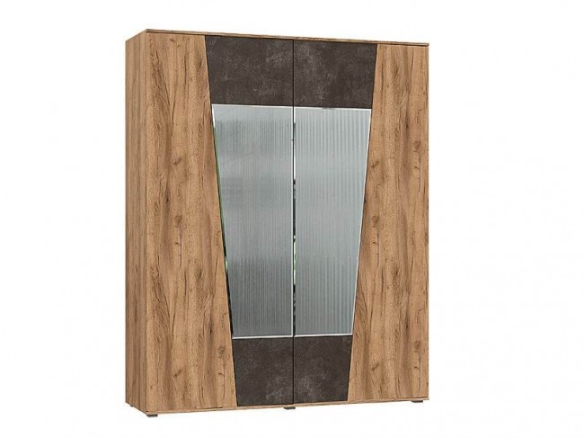 Шкаф 4-х створчатый Соренто, Дуб крафт, Бетон темный фото