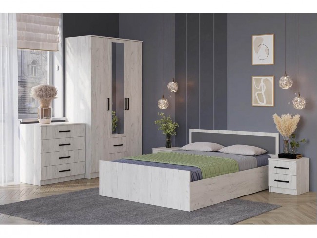 Спальня Фиеста, Дуб крафт белый. Компоновка 2 фото