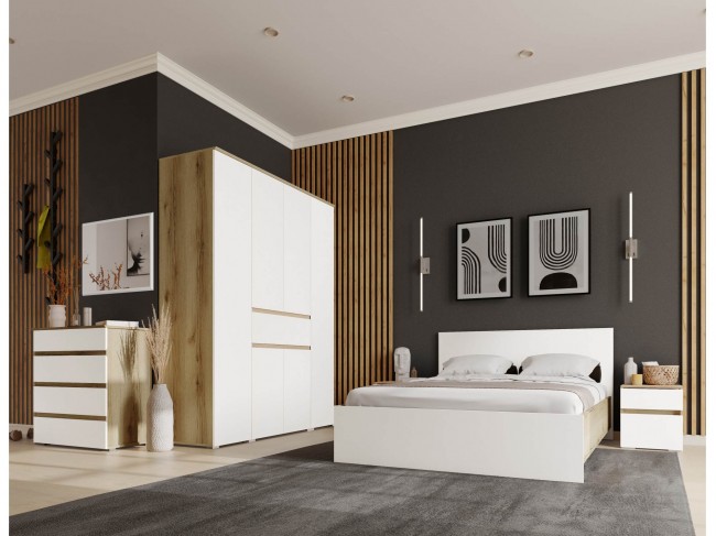 Модульная спальня Плейона, набор 2, Дуб делано/Белый фото