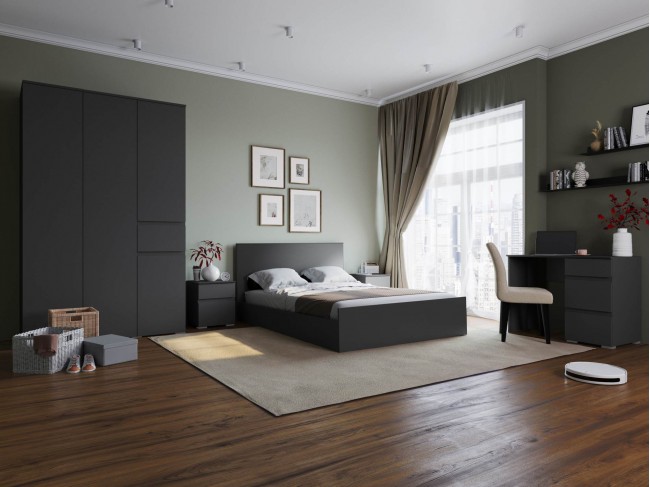 Модульная спальня Плейона, набор 1, Графит серый фото