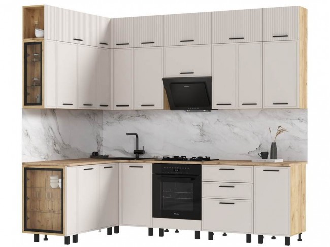 Модульная кухня Бьянка 1,6х2,6/1080м, Дуб крафт/Кашемир фото