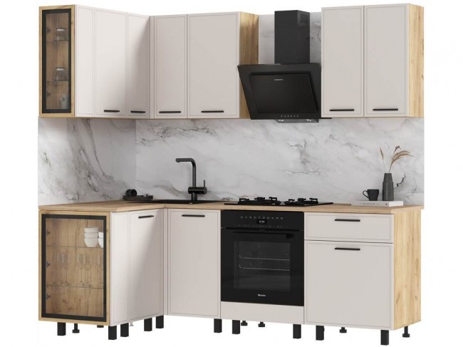 Модульная кухня Бьянка 1,2х2,2м, Крафт золотой/Кашемир фото