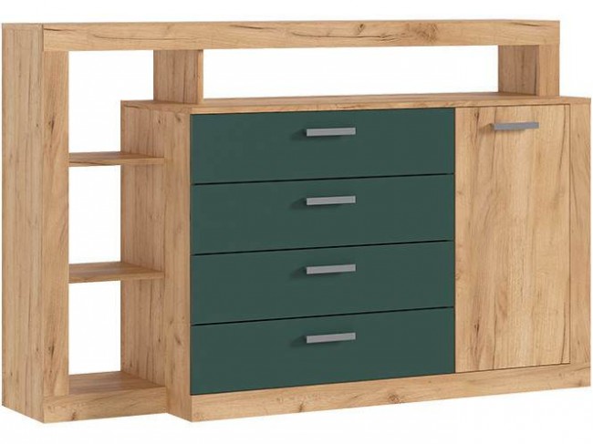 Комод Ангара, Крафт золотой/Изумрудный фото