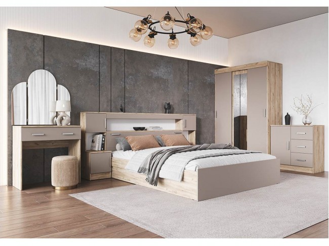 Модульная спальня Бася, Крафт серый/Кашемир фото