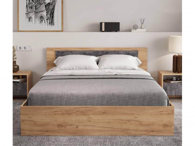 Кровать двойная 85.04 Бордо + 85.05 настил (ш.1600) (дуб золотой фото