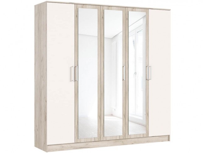 Шкаф 5 дверный для одежды Мартина, Крафт серый/Кашемир фото