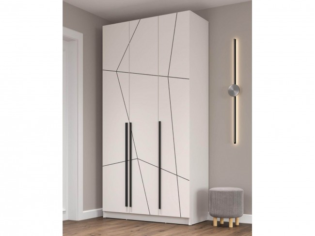 Шкаф для одежды 67.12 Брандо (3-х дв.) МДФ ГЕОМЕТРИЯ Белый фото