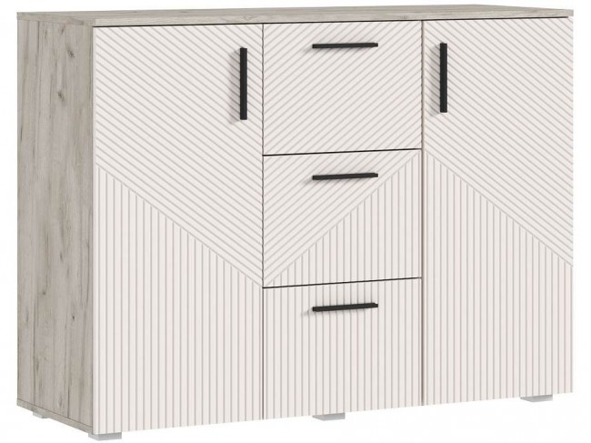 Сильвия Комод (3 ящика/2 двери) 1200, Крафт серый/Кашемир фото