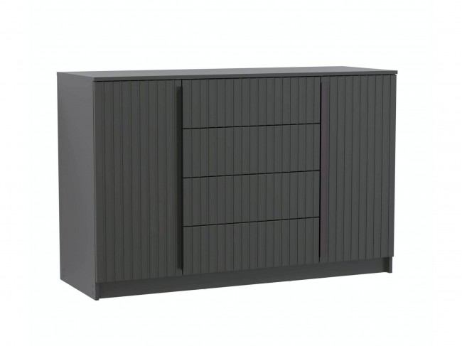 Комод 67.11 Брандо (диамант серый/фасад МДФ с ПВХ графит) фото