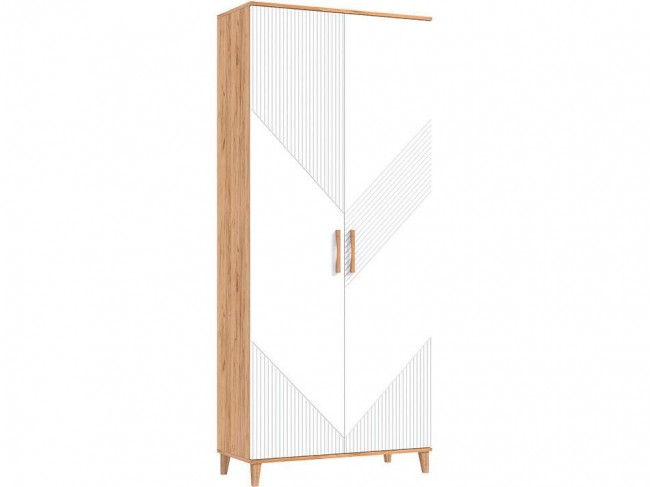 Шкаф 2-х дверный Ирис, Крафт золотой/Браш вайт фото