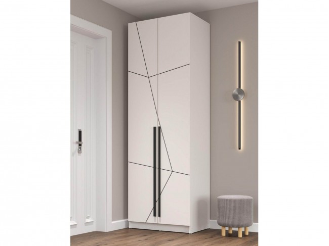 Шкаф для одежды 67.14 Брандо (2-х дв.) МДФ ГЕОМЕТРИЯ Белый фото