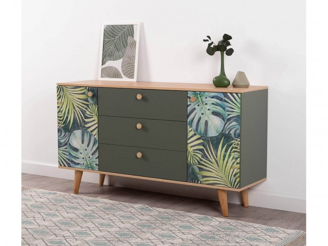 Комод Маттиас 16.245, Дымчатый Зеленый/Гикори Рокфорд Натуральны фото