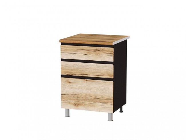 Шкаф напольный с ящиками Плейона П6Р3, венге/дуб делано фото