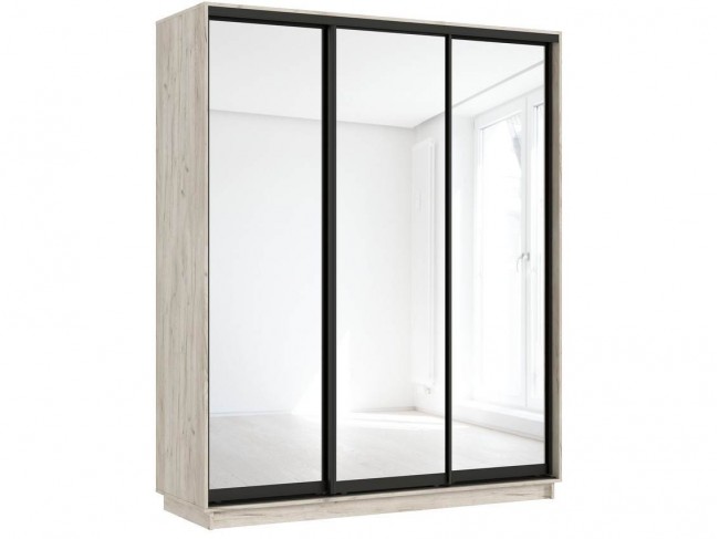 Шкаф-купе 1800 Тринити NEW с зеркалом, Дуб крафт серый фото