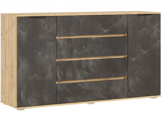 Марвэл Комод 2 двери 4 ящика (1600), Дуб крафт/Мальта грей фото