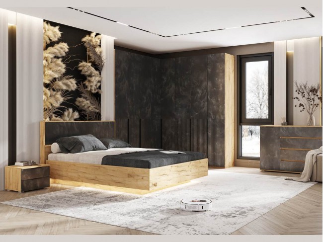 Модульная спальня Марвэл, Дуб крафт/Мальта грей фото