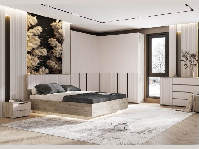 Модульная спальня Марвэл, Крафт серый/Кашемир фото