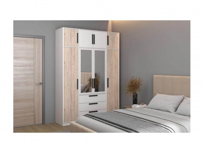 Шкаф Вегас 83.07+Антресоль 83.10 (ЛДСП Белый) фото