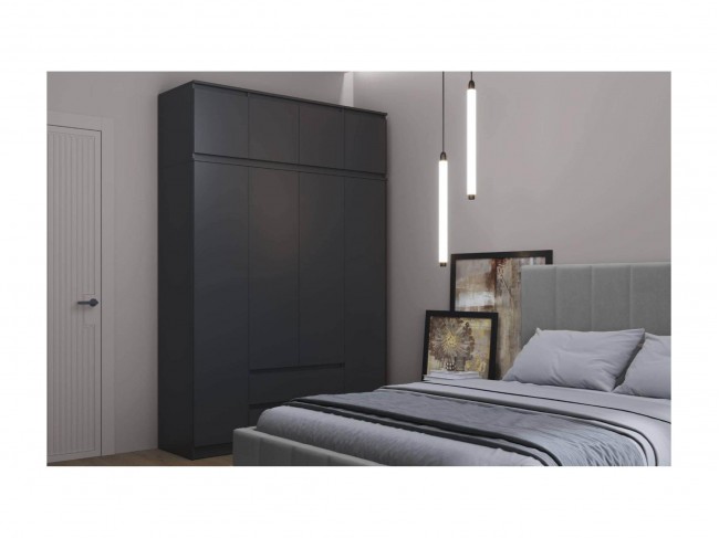 Шкаф Берген 82.01+Антресоль 82.04 (ЛДСП Диамант серый) фото