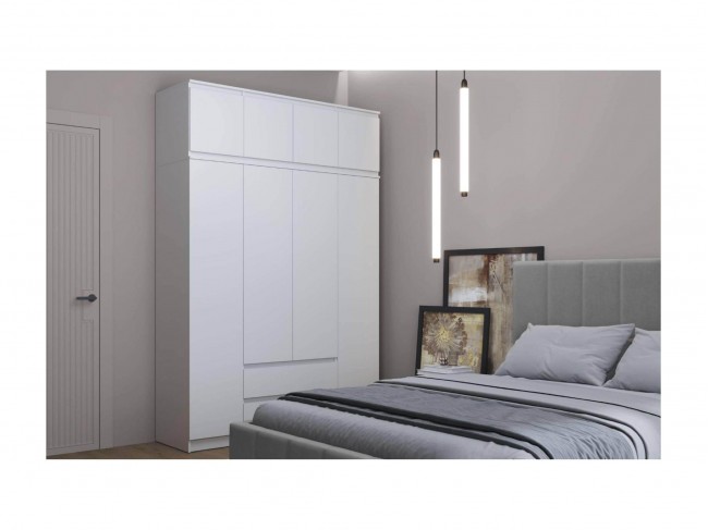 Шкаф Берген 82.01+Антресоль 82.04 (ЛДСП Белый) фото