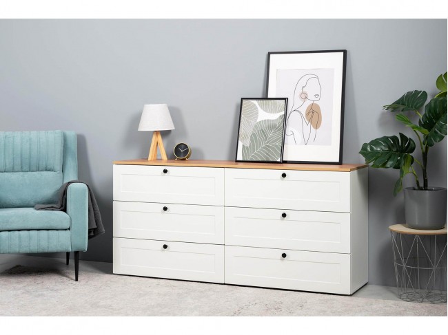 Комод Остин 16.240, Белый PE шагрень/Дуб Золотой CRAFT фото