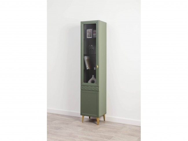 Шкаф-витрина Марион 16.397.01, Дымчатый Зеленый/Олива шагрень фото