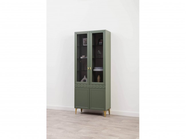 Шкаф-витрина Марион 16.397.02, Дымчатый Зеленый/Олива шагрень фото