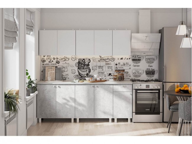 Кухонный гарнитур КГ 1 2.0 м, Белый, Цемент светлый фото