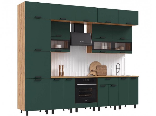 Кухня Техно 3,0/1080м Компоновка №2, Крафт золотой/Браш мени гри фото