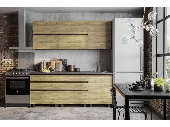 Готовая кухня Лофт 2.0 м, Венге, Черный янтарь фото