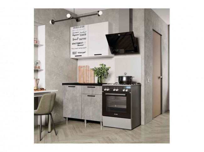 Кухня Ева, Цемент светлый, Черный янтарь фото