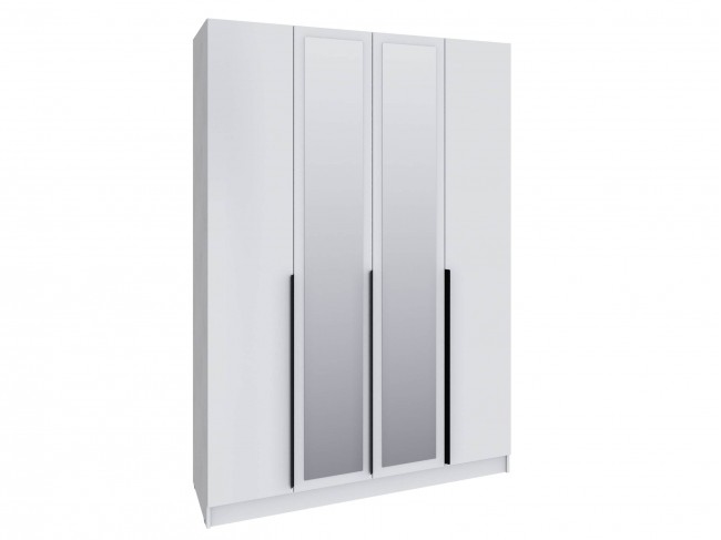 Шкаф Мадрид (1,6) с 6 ящ. внутри с зеркалом белый фото