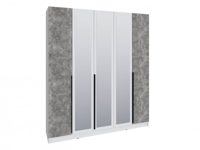 Шкаф Мадрид (2,0)  с 3 ящ. внутри с зеркалом белый/ателье светло фото