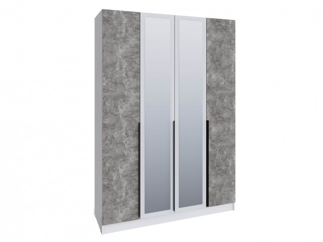 Шкаф Мадрид (1,6) с 6 ящ. внутри с зеркалом белый/ателье светлое фото