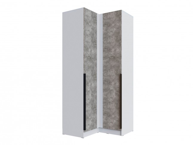 Шкаф угловой Мадрид угол прямой белый/ателье светлое фото