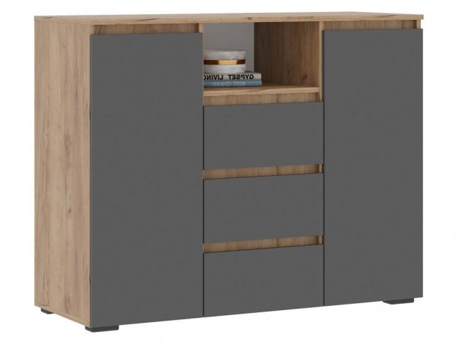 Элла КМ 01 серый графит 0162 / дуб крафт золото Комод фото