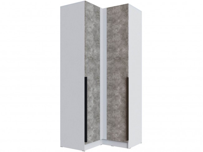 Шкаф угловой Мадрид угол прямой, Белый/Ателье светлое фото