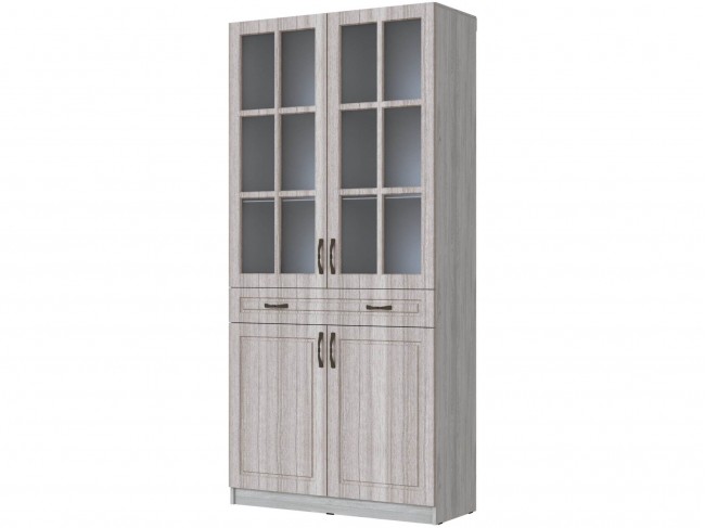 Шкаф-витрина Апполия, Ясень анкор светлый/Сандал белый фото