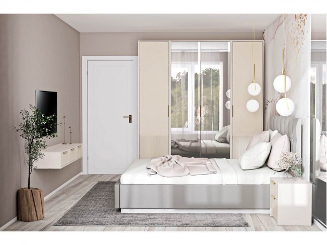 Модульная спальня Кэт-3, набор 3, Кашемир/Тирамису матовый фото