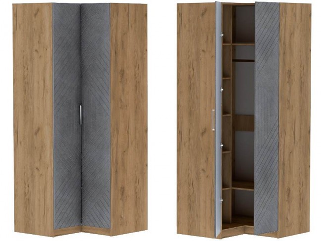 Шкаф угловой Иннэс-7 - Крафт золотой/Бетон графит фото