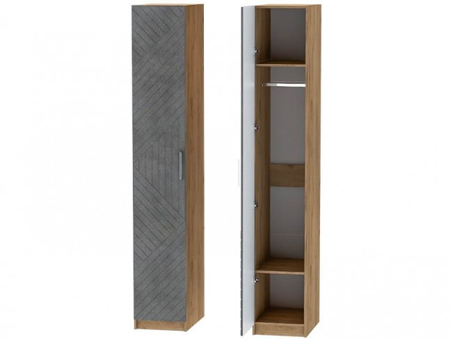 Шкаф-пенал №1 Иннэс-7 - Крафт золотой/Бетон графит фото