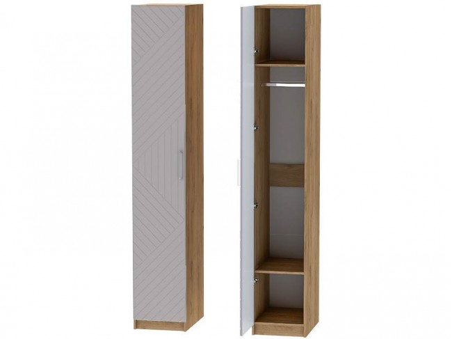 Шкаф-пенал №1 Иннэс-7 - Крафт золотой/Грэй софт фото