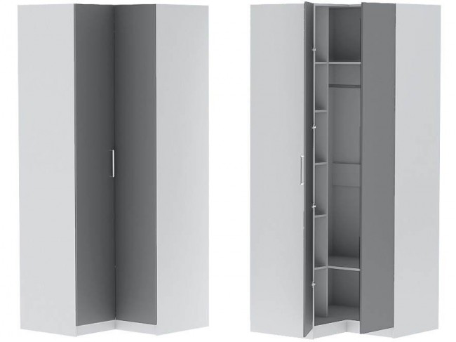 Шкаф угловой Иннэс-7 - Белый/Графит фото