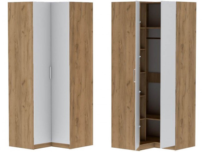 Шкаф угловой Иннэс-7 - Крафт золотой/Белый фото