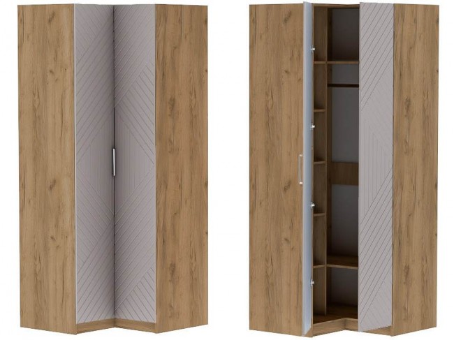 Шкаф угловой Иннэс-7 - Крафт золотой/Грэй софт фото