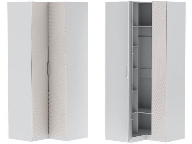 Шкаф угловой Иннэс-7 - Белый/Тирамису матовый фото