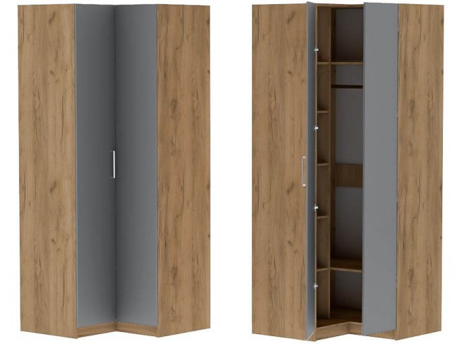 Шкаф угловой Иннэс-7 - Крафт золотой/Графит фото